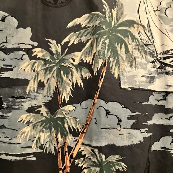 HOOK & TACKLE Men’s Hawaiian Shirt Fish Fishing Sailboats Hibiscus Size 2XL Big - Picture 13 of 13